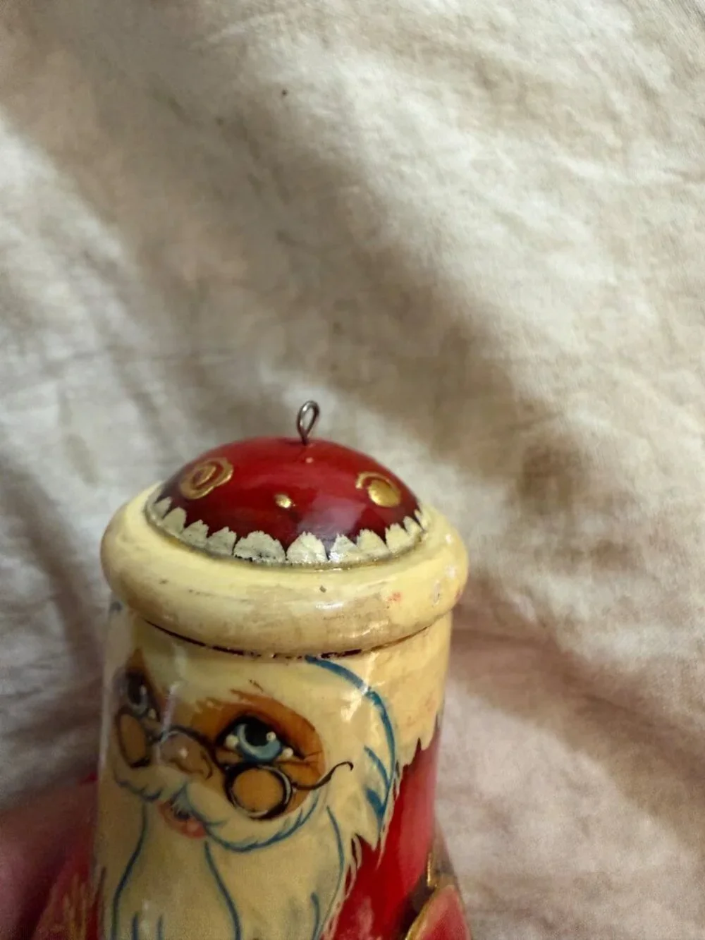 Puccha Hand-Painted  Santa Claus Bell Ornament With Reindeer & Christmas Tree